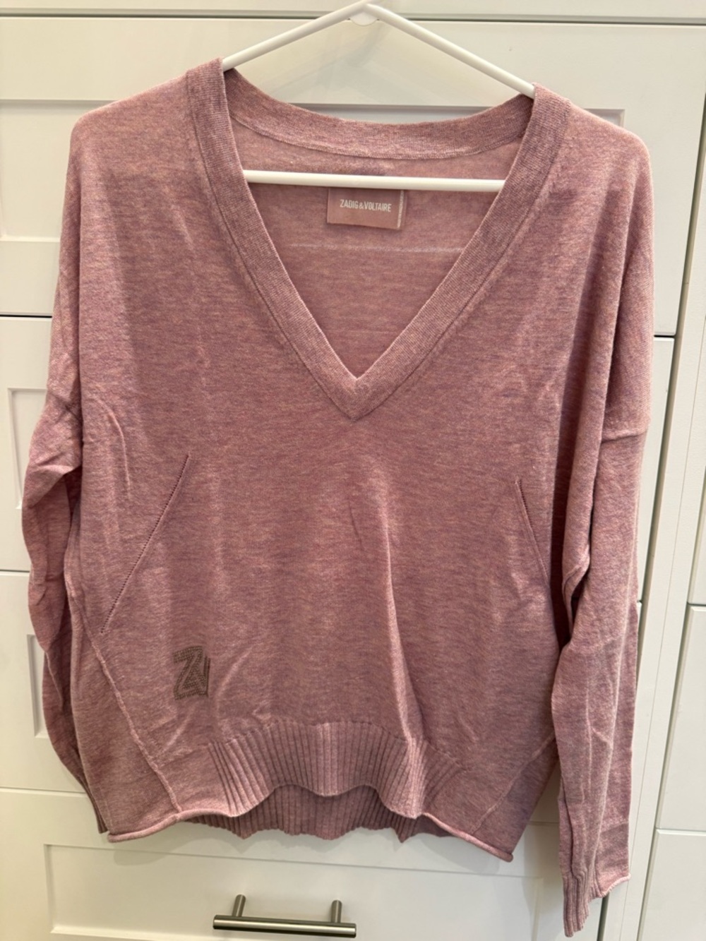Zadig & Voltaire Dusty Rose V-Neck Sweater